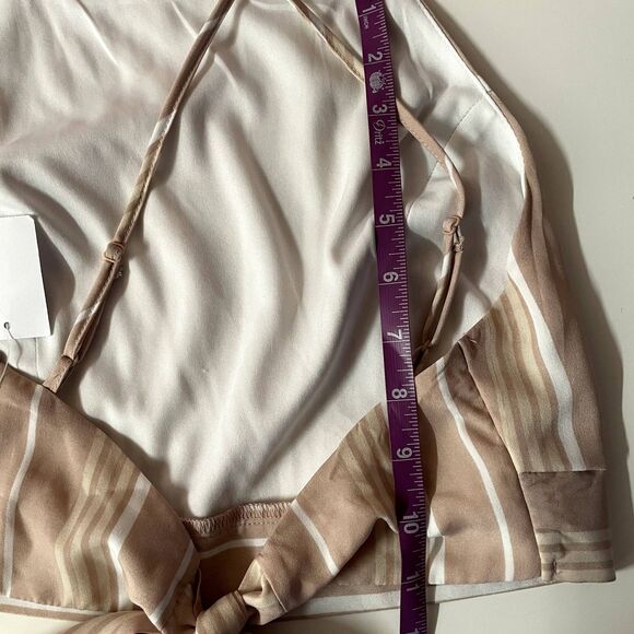 Charlotte Russe Blush Pink & Cream Striped Tie Back Crop Top Size M NWT - Picture 8 of 12